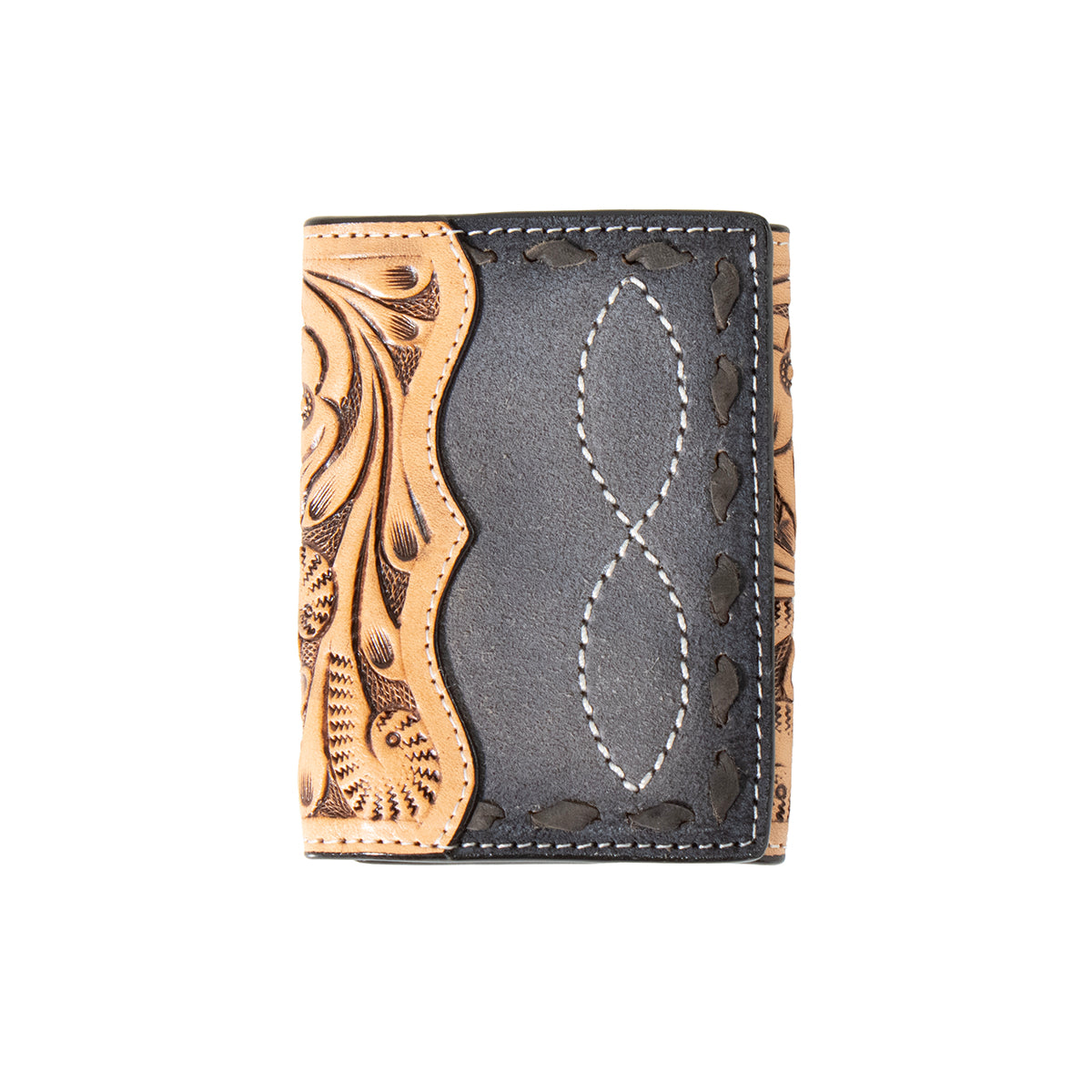 Men's 3D Trifold Style Black and Brown Genuine Leather Wallet D2500125107 - Crazy House Western Wear