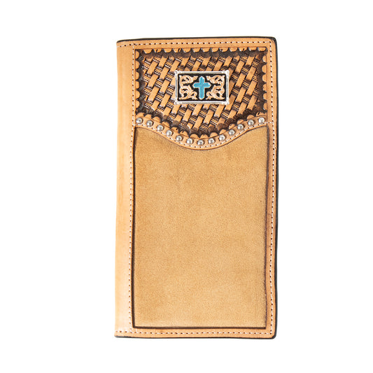 Men's 3D Rodeo Style Tan Genuine Leather Wallet D250012708 - Crazy House Western Wear