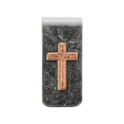 3D Men's Silver Money Clip with Copper Cross 