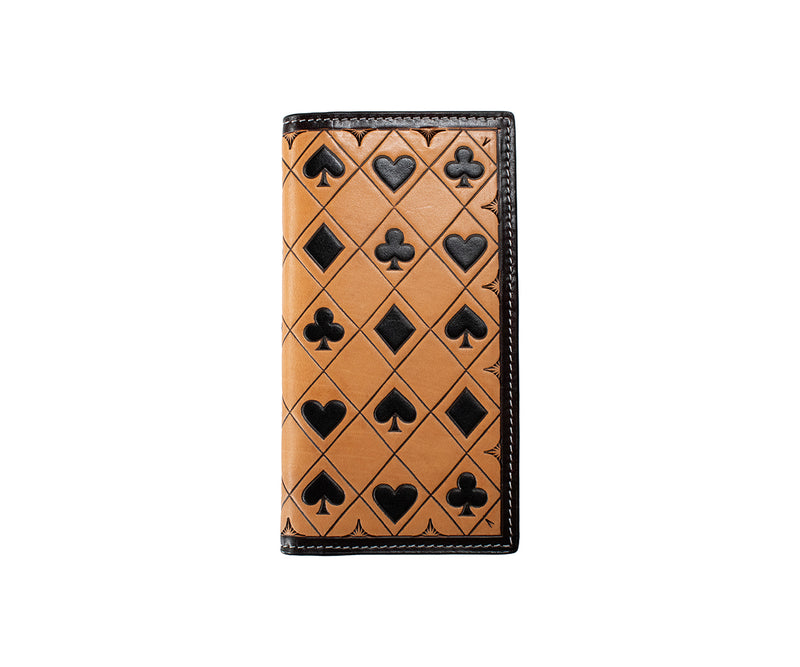 3D Rodeo Card Suits Brown Genuine Leather Wallet 