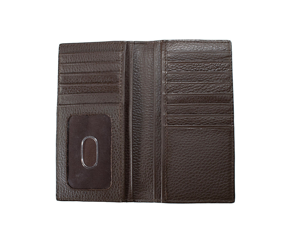 3D Rodeo Card Suits Brown Genuine Leather Wallet 