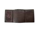 3D Men's Trifold Card Suit Brown Leather Wallet 