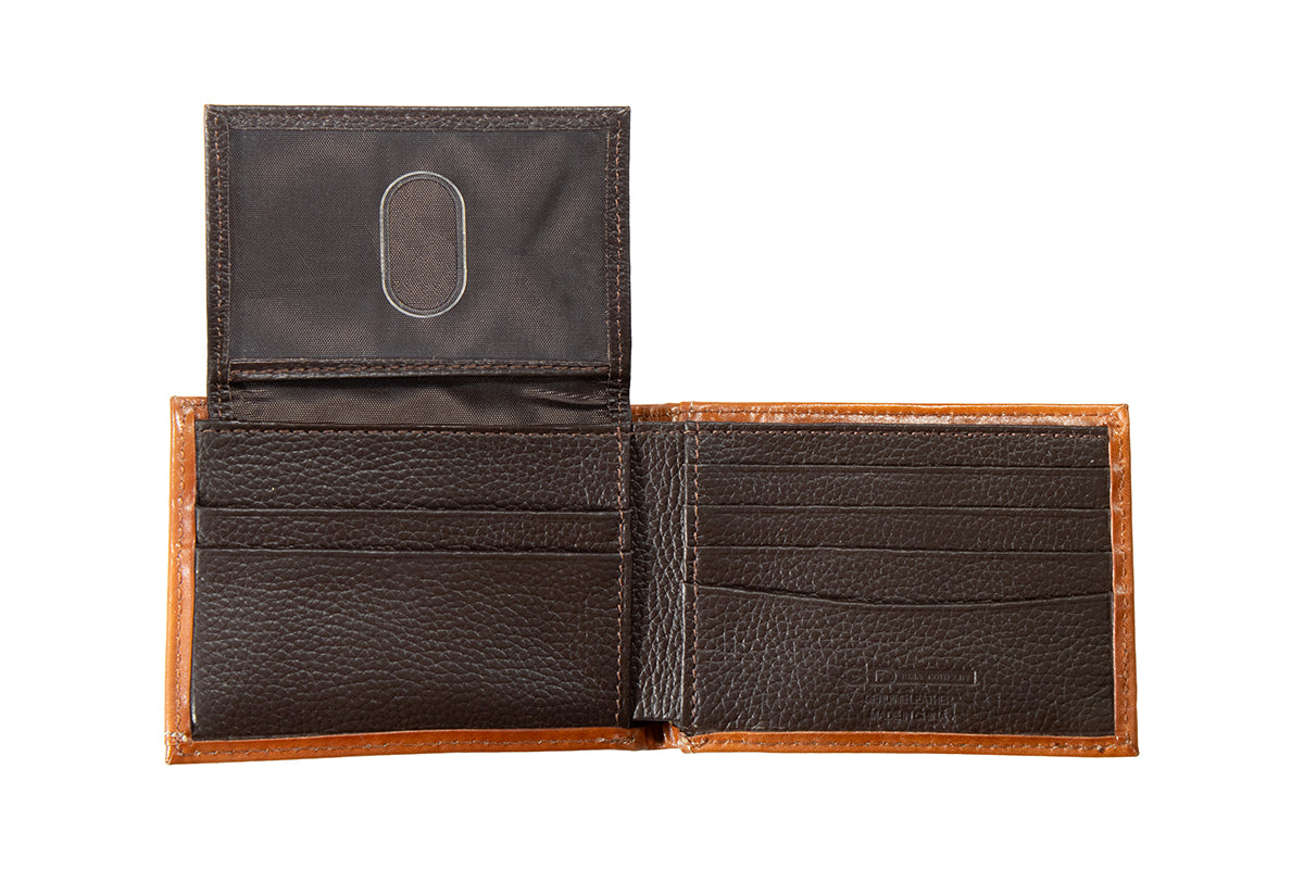 3D Men's Basket Weave Flower Tooled Bifold Wallet 