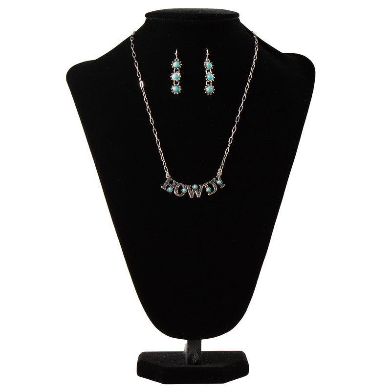 Women's Silver Strike Turquoise and Silver Necklace with Earrings Set D450022633