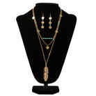 Women's Silver Strike Gold and Turquoise Earring and Necklace Set D450023235