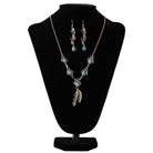 Women's Silver Strike Earring and Necklace Set - Feather Pendants D450023633