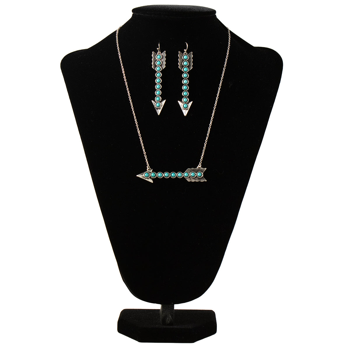 Men's Silver Strike Turquoise Arrow Pendant with Matching Earrings D450023733