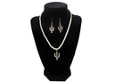 Women's Silver Strike White Beaded Cactus Earring and Necklace Set D450023805