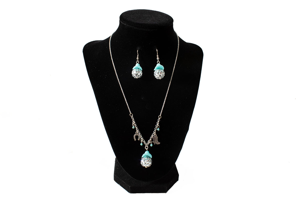 Women's Silver Strike Turquoise Pendant Necklace with Earrings D450024533