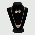 Women's Silver Strike Heart Shaped Pendant Earrings and Necklace Set D450024797