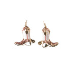 Women's Silver Strike Pink Cowgirl Boot Earrings D460015230