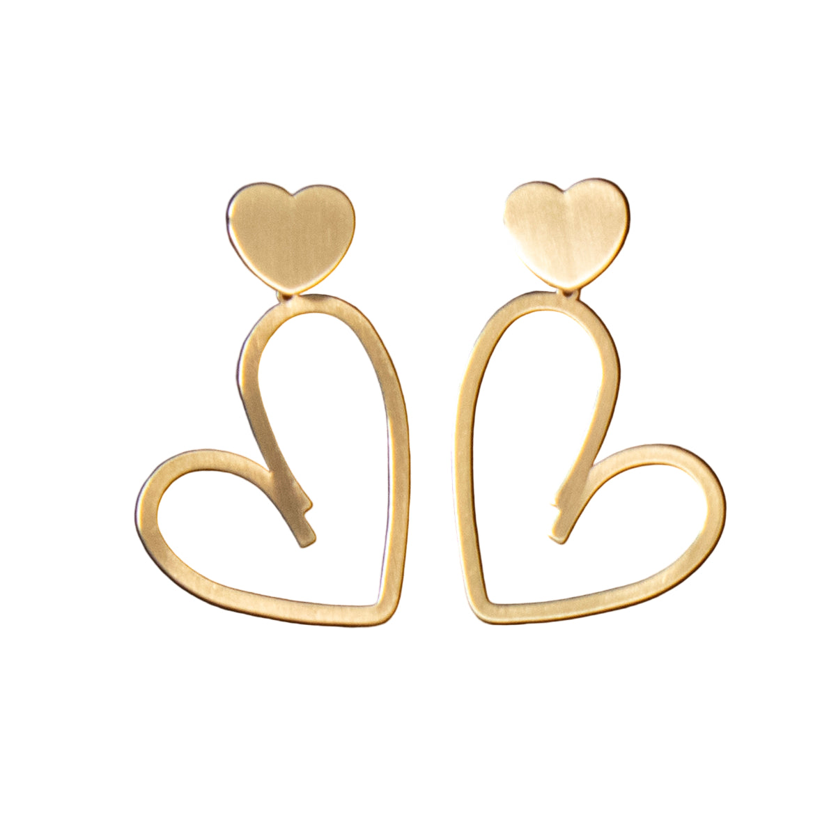 Women's Silver Strike Gold Heart Earrings D460016935