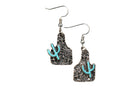 Women's Silver Strike Turquoise Engraved Ear Tag Earrings D460018633