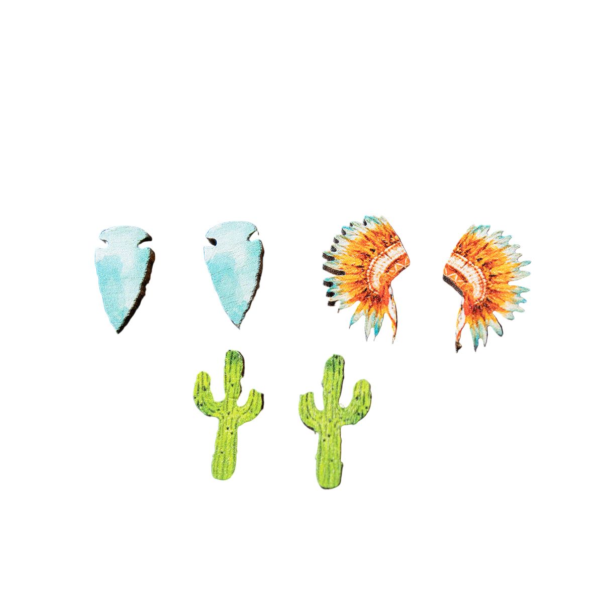 Women's Silver Strike Multi Colored 3 Piece Post Style Earrings D460018797