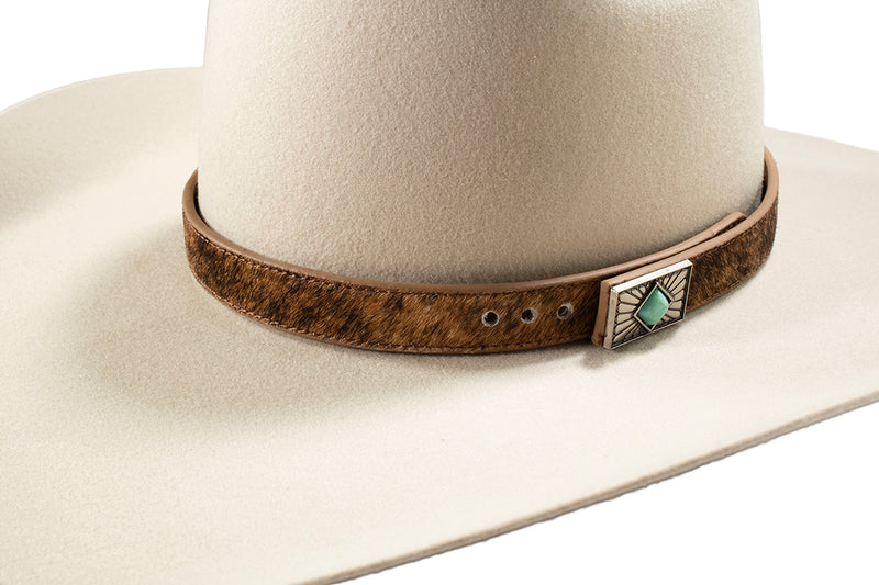 3D Calf Hair with Turquoise Concho Hatband 
