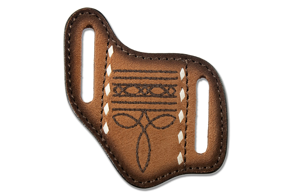 Men's 3D Brown Pancake Style Knife Sheath with Boot Stitching D8403202