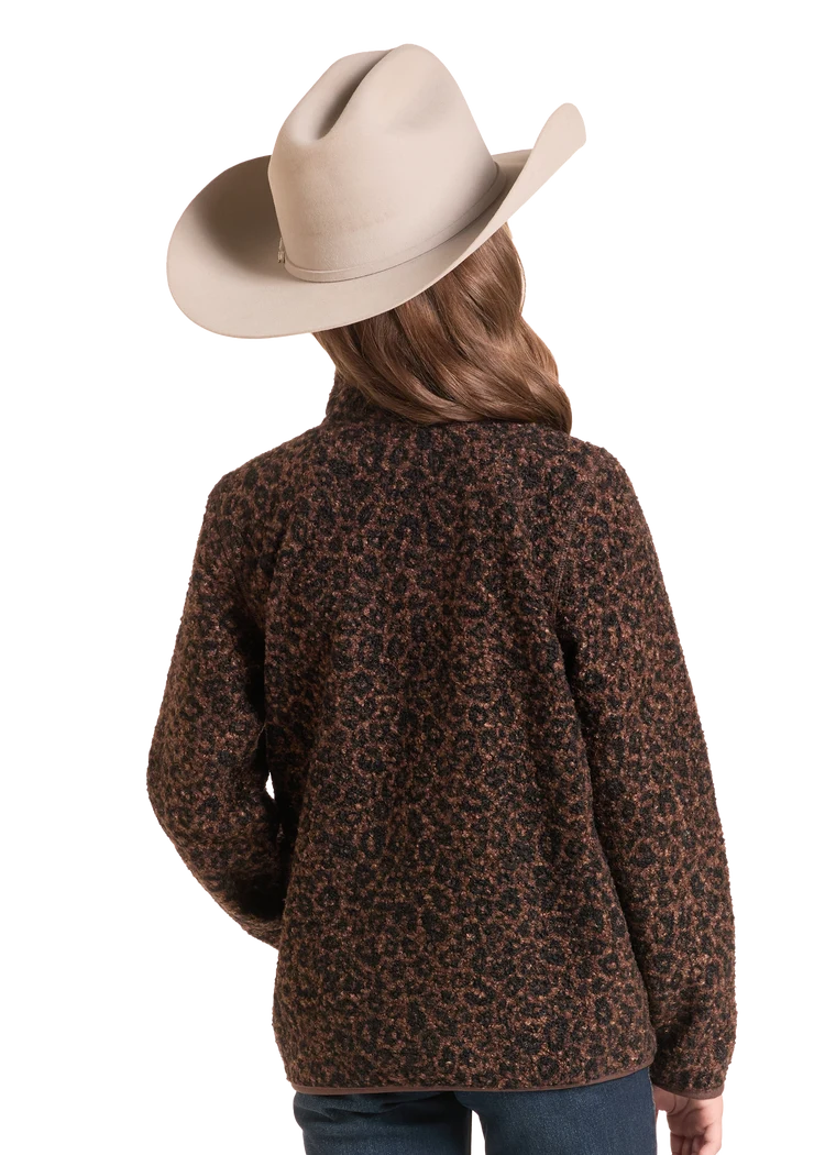 Panhandle Slim Girl's Cheetah Quarter Zip Pullover DG91C09294