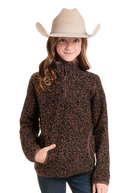 Panhandle Slim Girl's Cheetah Quarter Zip Pullover DG91C09294