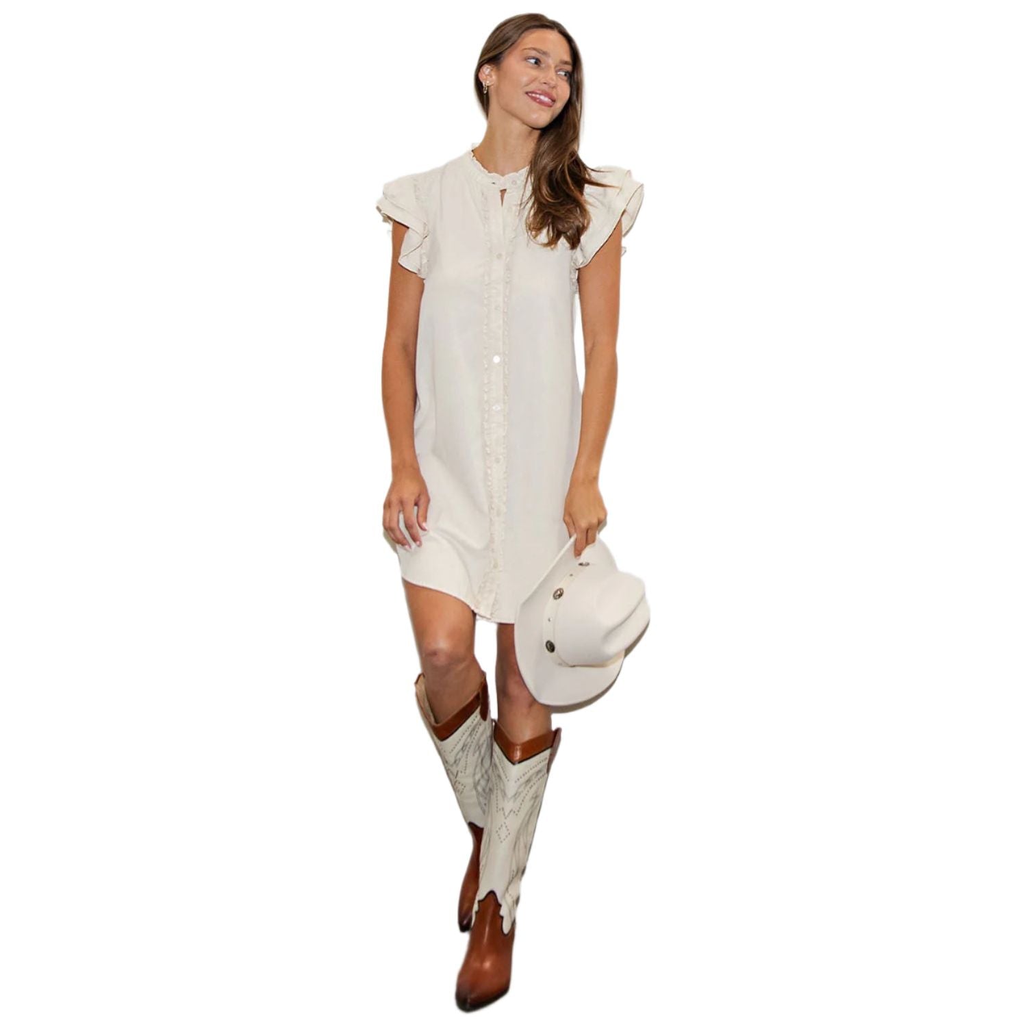 Women's ee:some Snow Washed Button Down Mini Dress DK14205 - Crazy House Western Wear