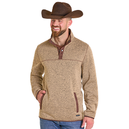 Suéter Henley de punto Panhandle en color tostado jaspeado para hombre DM91C06180