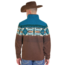 Men's Panhandle Aztec Border Berber Quarter Zip Pullover DM91C06186