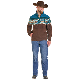 Men's Panhandle Aztec Border Berber Quarter Zip Pullover DM91C06186