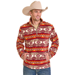 Men's Panhandle Fleece Aztec Print Pullover DM91C07314