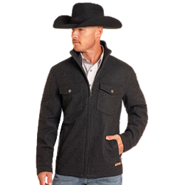 Men's Powder River Outfitters Heather Black Wool Coat 