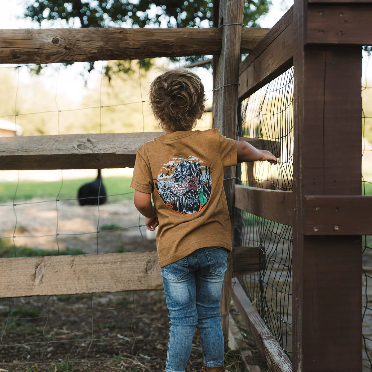 Boy's Burlebo Short Sleeve Tee Duck and Dogs Light Brown Y-SST-DKDG-LB