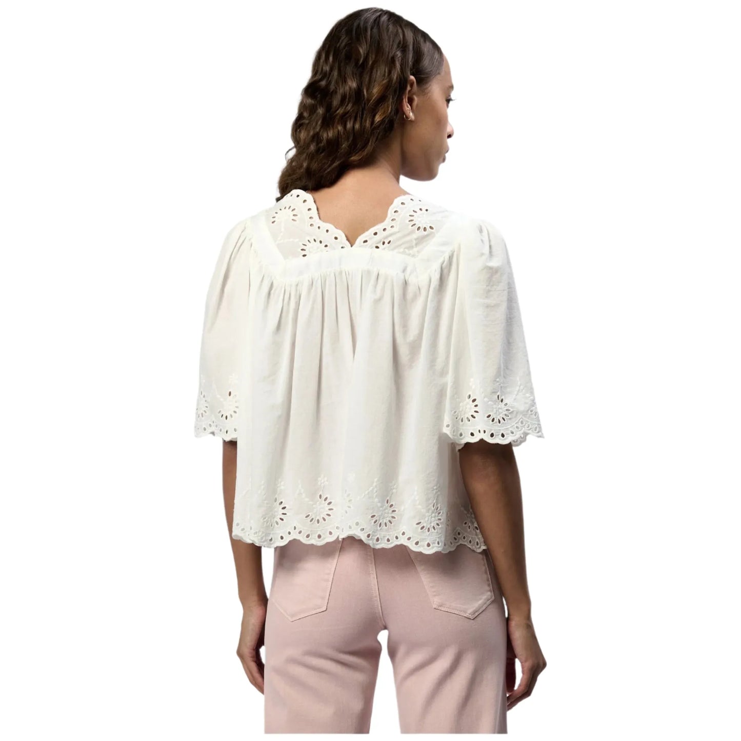 Women's DearJohn Lania Short Sleeve Relaxed Fit Top DSH1430WHT