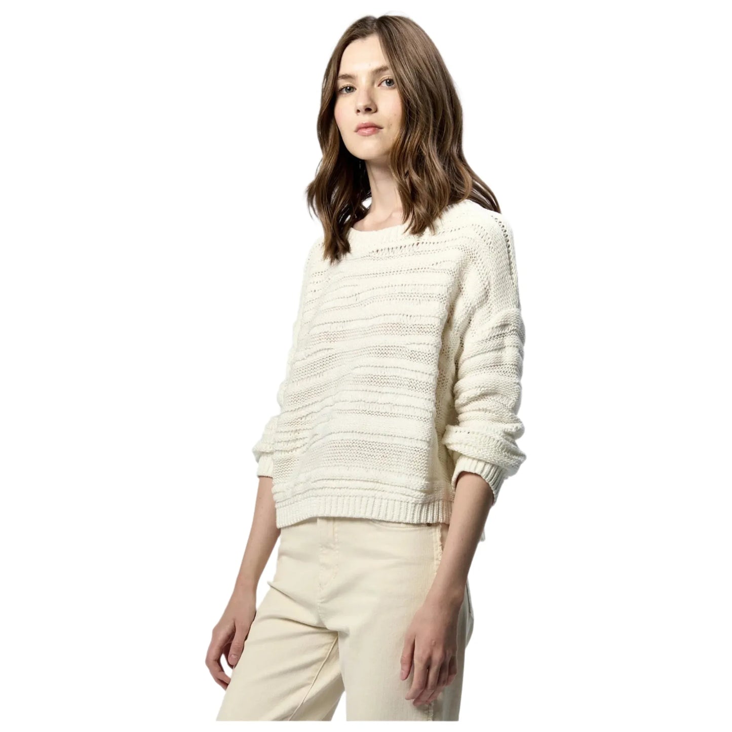 Women's DearJohn Anneli Crew Neck Relaxed Fit Sweater DSW3159WHT