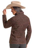 Panhandle Women's Brown Cheetah Quarter Zip Pullover DW91C09294