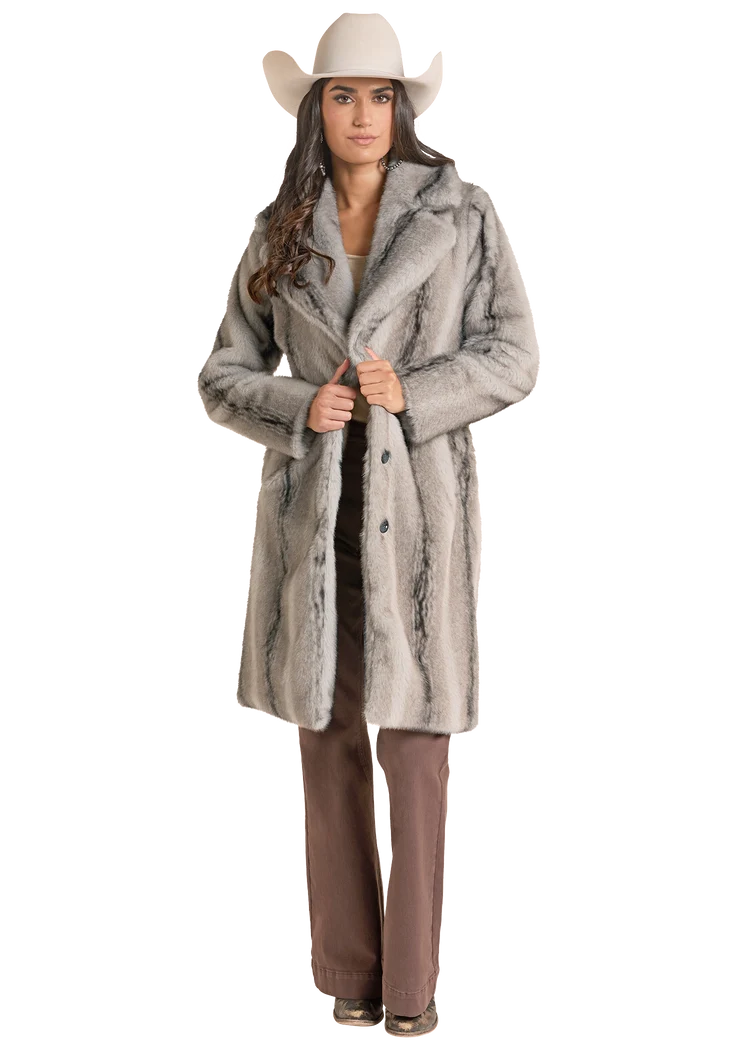 Panhandle Women's Grey Faux Fur Coat DW92C09321
