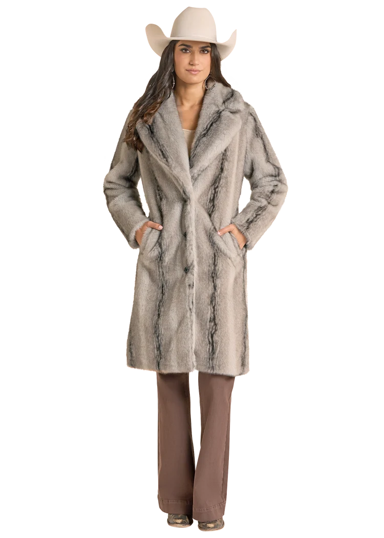 Panhandle Women's Grey Faux Fur Coat DW92C09321