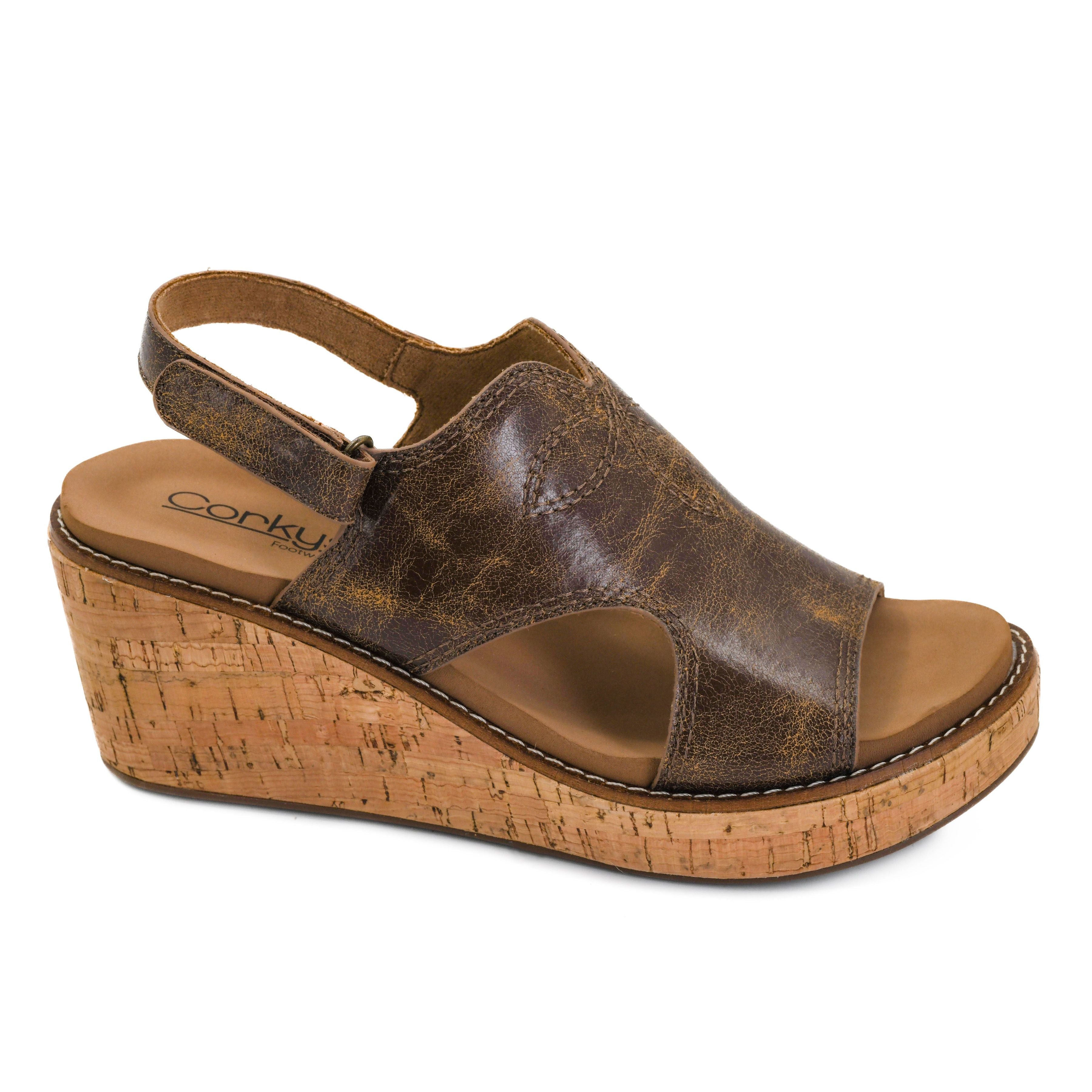 Women's Corky's Cognac Darlin Open Toe Wedge 41-0715-COGN