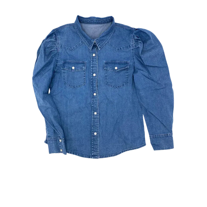 Girl's Twisted Filly Denim Puff Snap Long Sleeve 