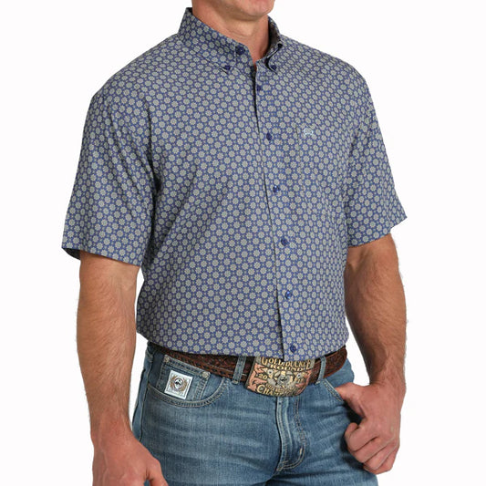 Men's Cinch Short Sleeve ArenaFlex Medalion Print Button-Down Shirt MTW1725001