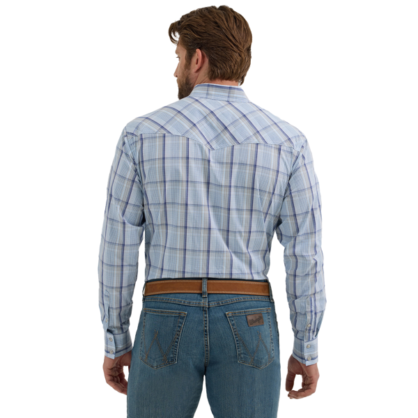 Men's Wrangler Men's 20X Competition Western Plaid Long Sleeve Snap Shirt 112356580 - Crazy House Western Wear