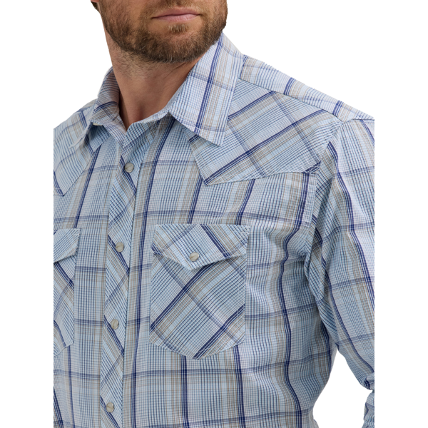 Men's Wrangler Men's 20X Competition Western Plaid Long Sleeve Snap Shirt 112356580 - Crazy House Western Wear