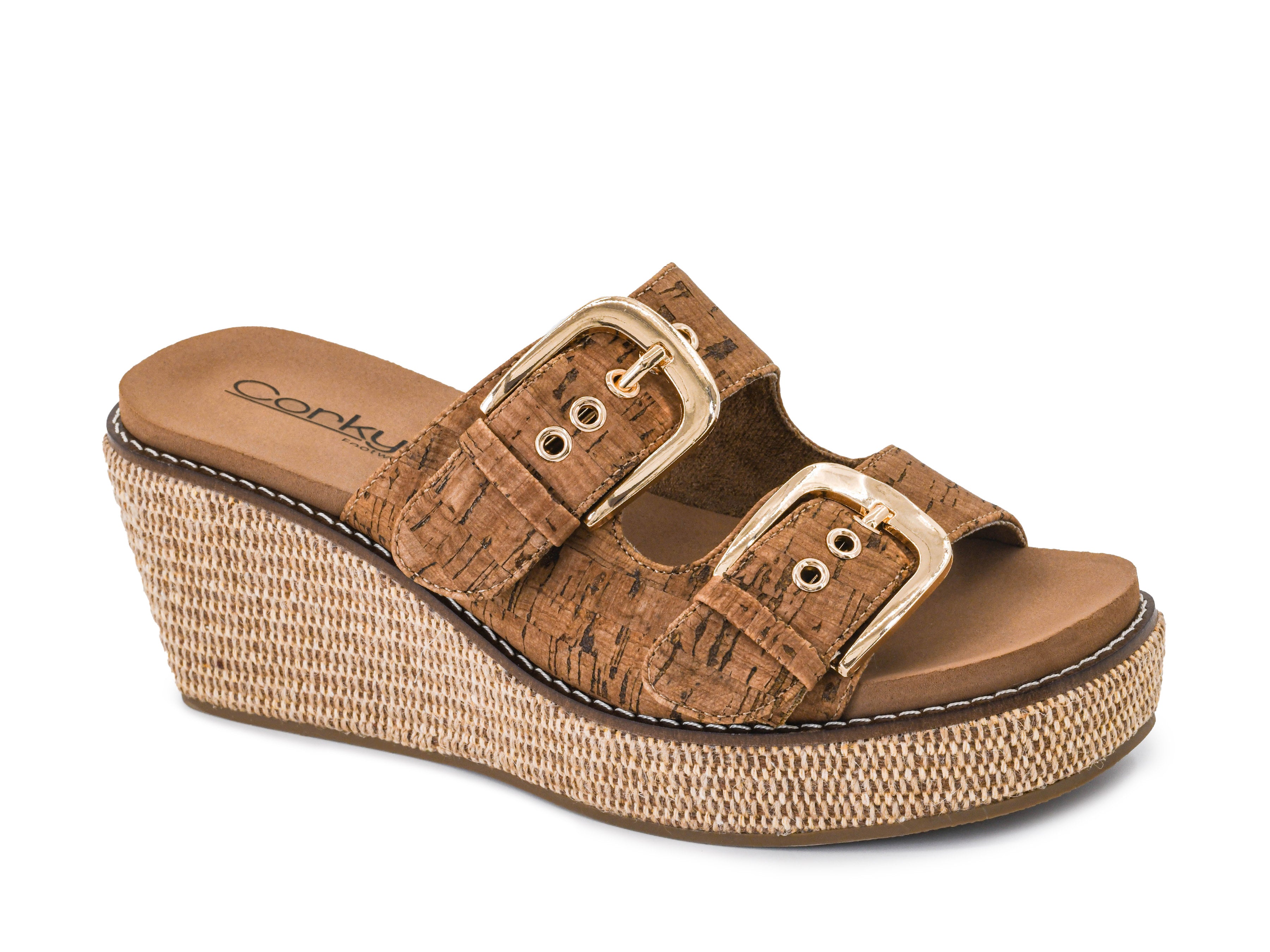 Corky's Women's Honey Cork Double Dare Wedge Sandals