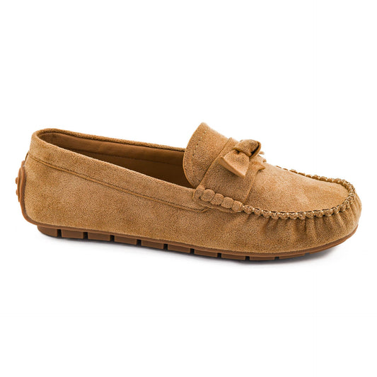 Women's Corkys "Driving Miss Daisy" Camel Faux Suede Slip On Shoes 10-0174-CAFS
