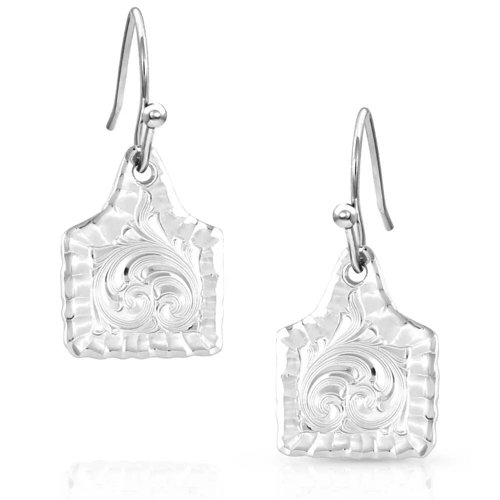 Women's Montana Silversmiths Chiseled Cow Tag Earrings ER5398