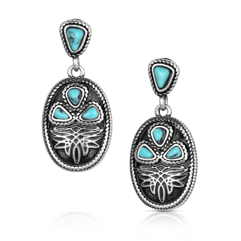 Montana Silversmiths Women's Boot Stitch Turquoise Earrings ER6604