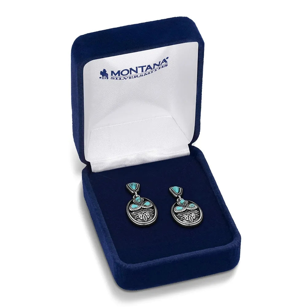 Montana Silversmiths Women's Boot Stitch Turquoise Earrings ER6604
