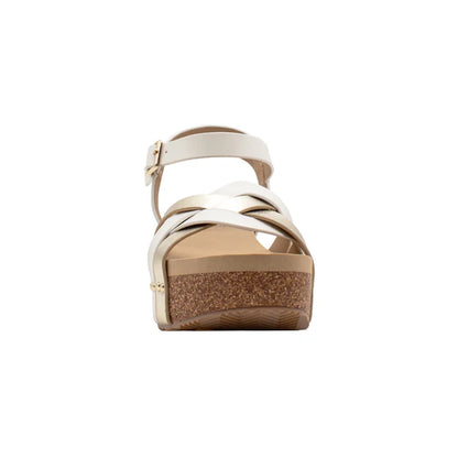 Women's Very Volatile White and Gold Wedges PV1043-PLAT - Crazy House Western Wear