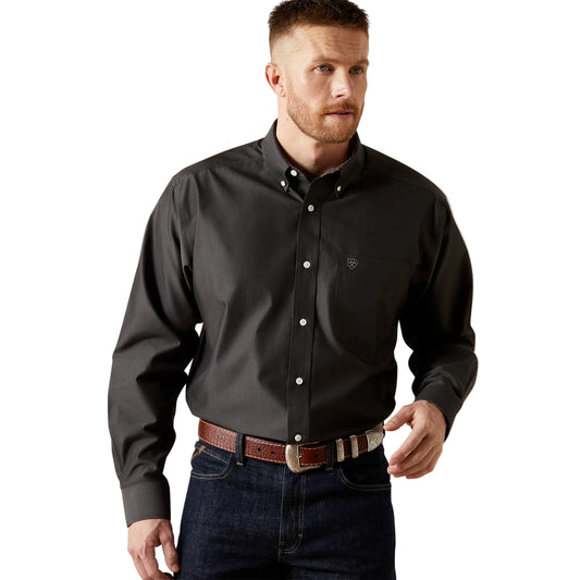 Men's Ariat Wrinkle Free Solid pinpoint Oxford Classic Fit Shirt