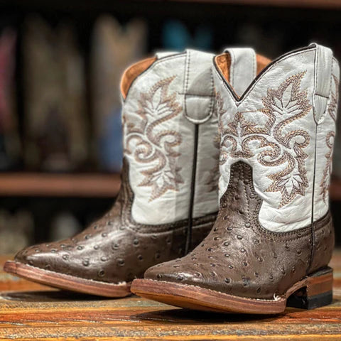 Kid's Tanner Mark Ostrich Print Boots TMK200786 - Crazy House Western Wear