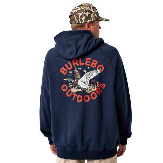 Men's Burlebo Navy Old School Duck Hunt Fleece Hoodie 