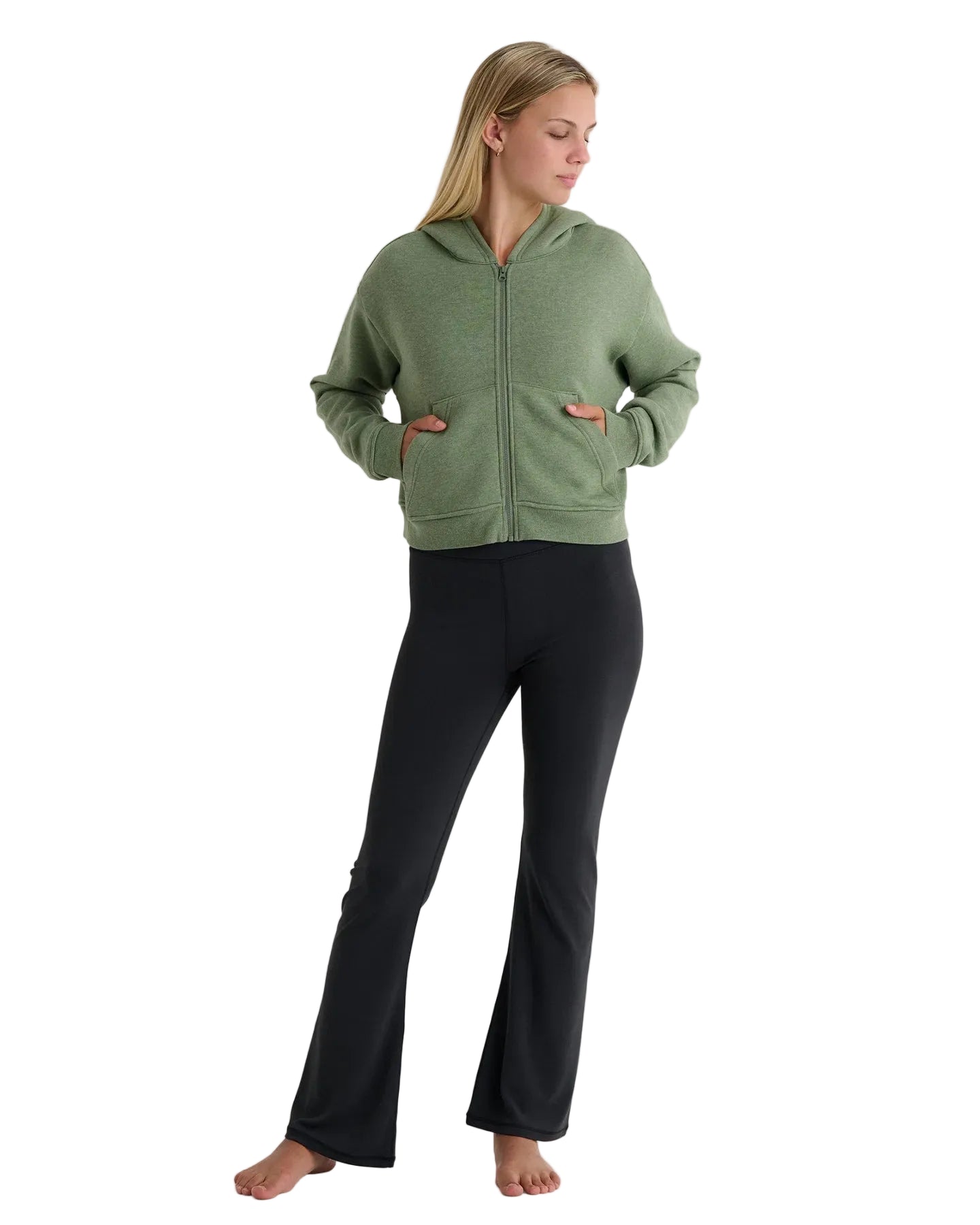 Free Fly Heather Olivine Bamboo North Coast Fleece Full Zip Hoodie FF667-C027