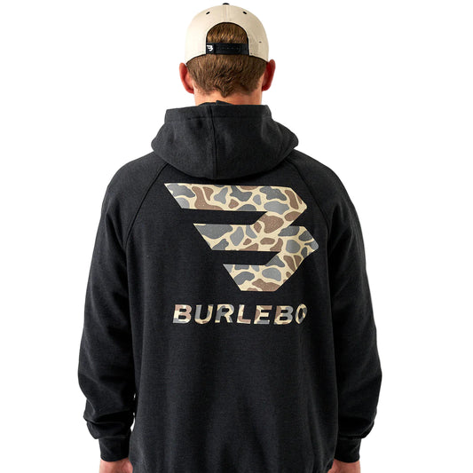 Men's Burlebo Heather Black Fleece Camo Signature Logo Hoodie 